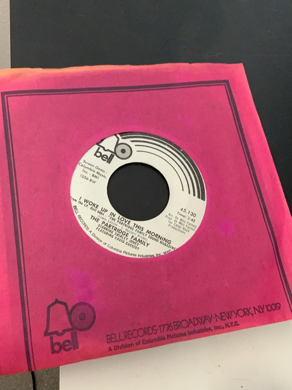 Vintage 45 RPM Record the partridge family